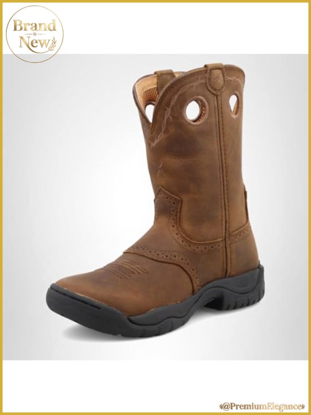 Women's 9" Pull On Leather Western Work Boots Round Toe